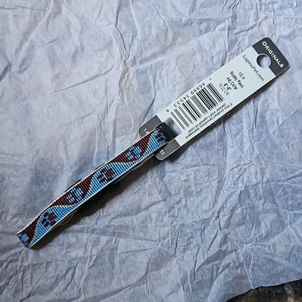 NWT Lupine Pet Dog Collar Muddy Paws ½inch